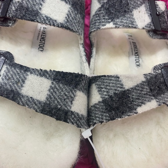 Arizona Plaid Shearling Birkenstock Sandals - Picture 3 of 9